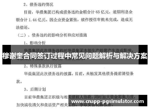 穆谢奎合同签订过程中常见问题解析与解决方案