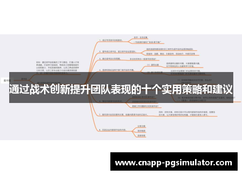 通过战术创新提升团队表现的十个实用策略和建议